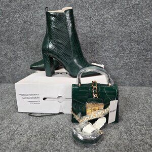 Aldo Aurla snakeskin embossed faux leather heeled ankle boots 9 & Kentwell Purse